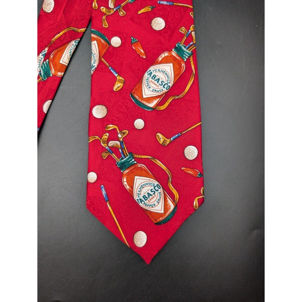 Tabasco Golf 100% Silk Tie Hot Sauce Country Club Member Gift RARE